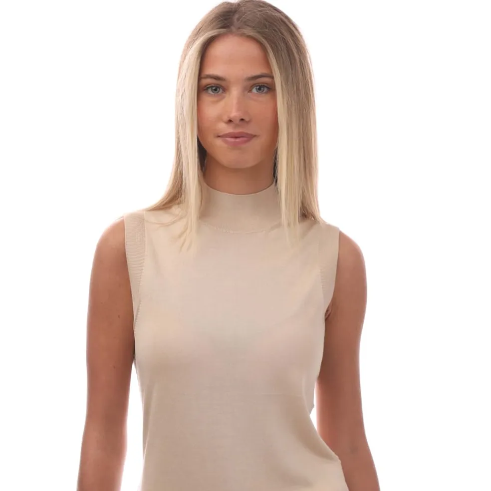 Boss Fomila Knitted Silk Top in Beige