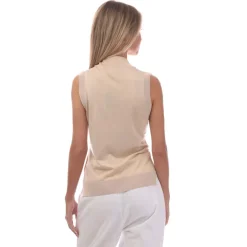 Boss Fomila Knitted Silk Top in Beige