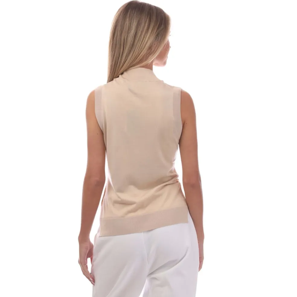 Boss Fomila Knitted Silk Top in Beige