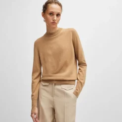 Boss Formenas Regular-Fit Cashmere Sweater in Beige