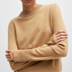 Boss Formenas Regular-Fit Cashmere Sweater in Beige
