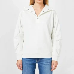 Boss Funnel Neck Relaxed Fit Long Sleeve Sweatshirt in White