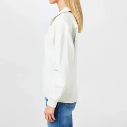 Boss Funnel Neck Relaxed Fit Long Sleeve Sweatshirt in White
