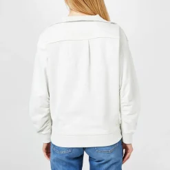 Boss Funnel Neck Relaxed Fit Long Sleeve Sweatshirt in White