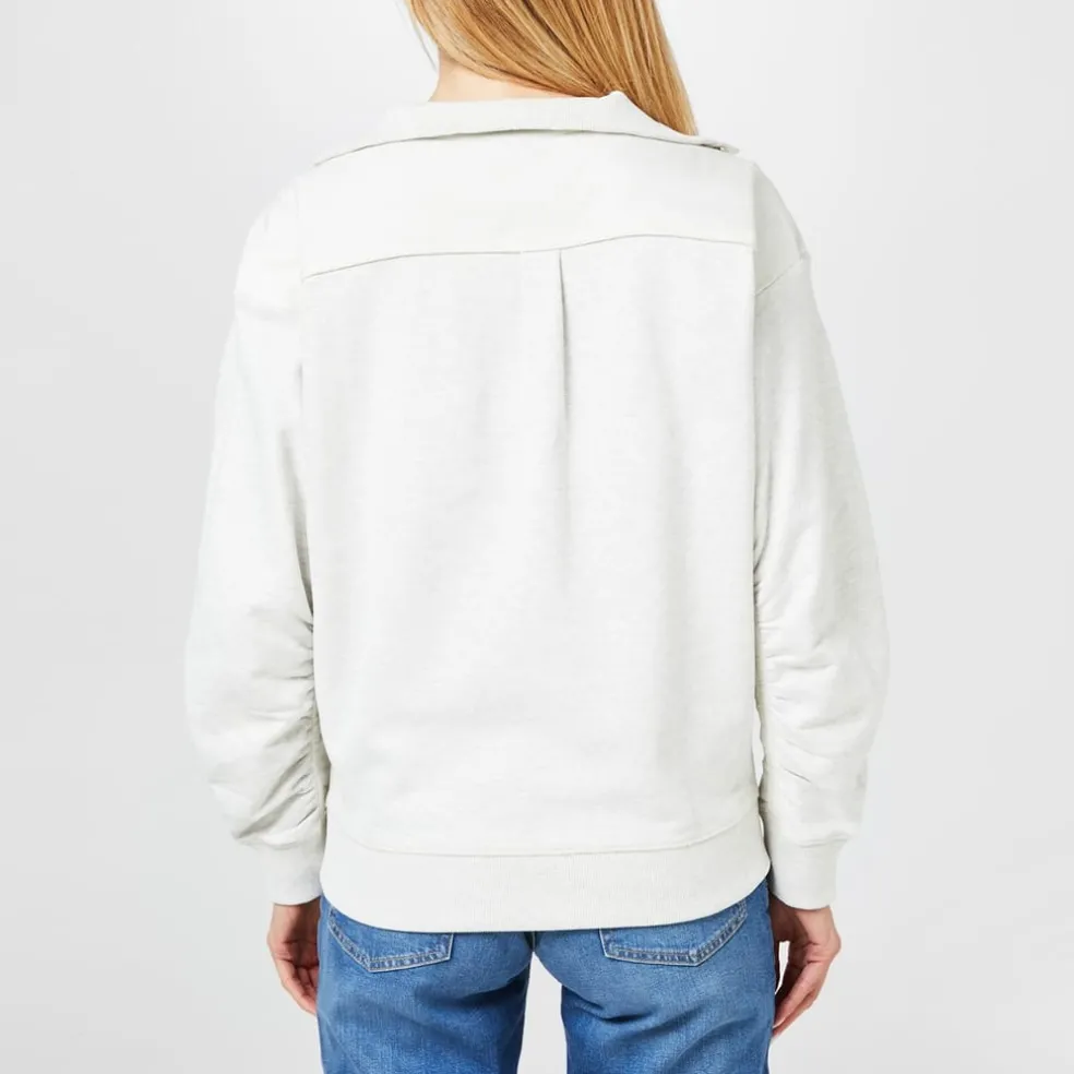 Boss Funnel Neck Relaxed Fit Long Sleeve Sweatshirt in White