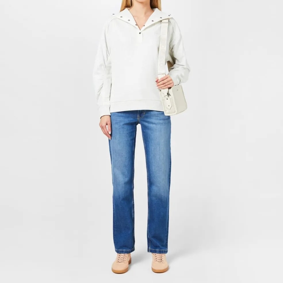 Boss Funnel Neck Relaxed Fit Long Sleeve Sweatshirt in White