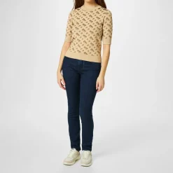 Boss Furkini Crew Neck Regular Fit Sweater in Beige