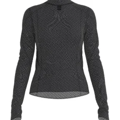 Boss Mock Neck Long Sleeve Slim Fit Blouse in Black