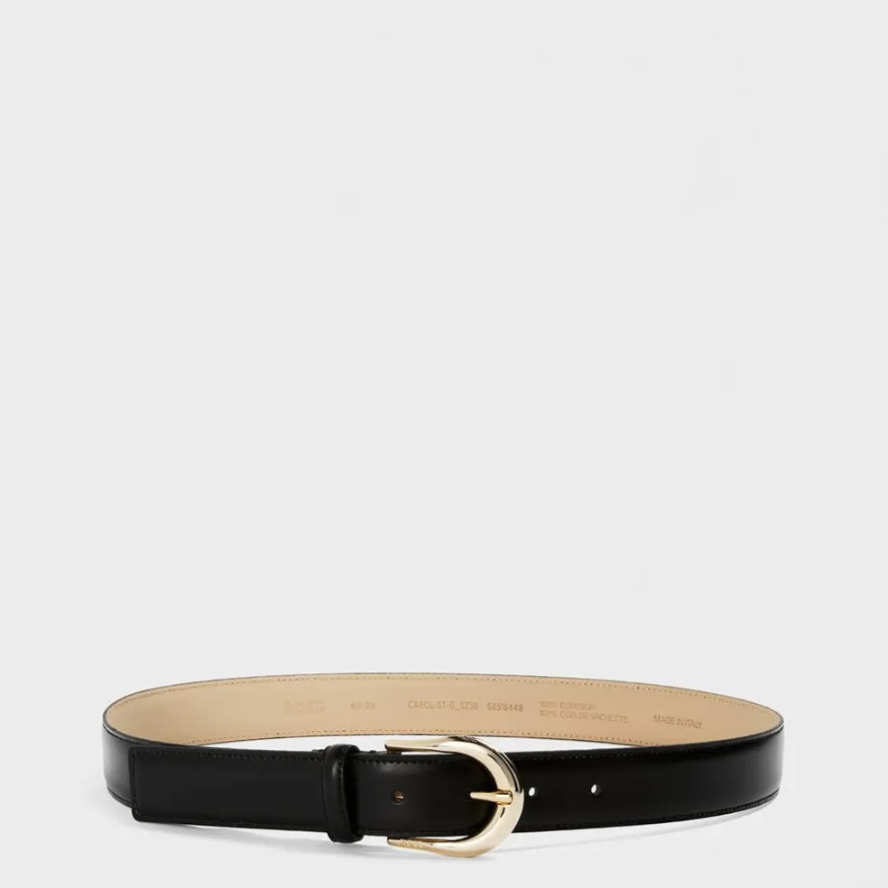 Boss Womens Carol St G Sz30 10199089 01 Leather Belt in Black