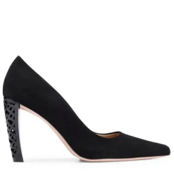 Boss Womens Suede Monogram Heels in Black