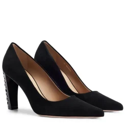 Boss Womens Suede Monogram Heels in Black