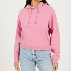 Brave Soul Cropped Hoodie in Pink