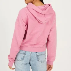 Brave Soul Cropped Hoodie in Pink