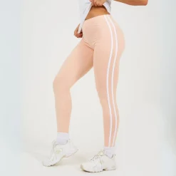 Brave Soul Leggings With Stripe Detail in Nude