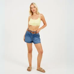Brave Soul Through Crop Vest in Green