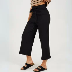 Brave Soul Trousers With Tie Belt in Black