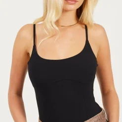 Brave Soul Vest Bodysuit in Black