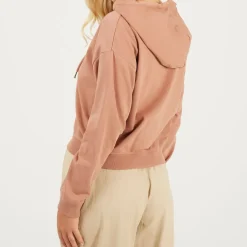 Brave Soul Zip Through Hoodie in Brown