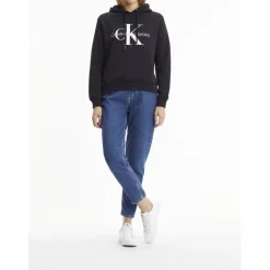 Calvin Klein Jeans Monogram Logo Hoodie in Black