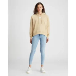 Calvin Klein Jeans Oversize Fit Hooded Sweatshirt in Beige
