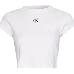 Calvin Klein Jeans Rib Cropped T-Shirt in White