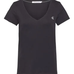 Calvin Klein Jeans Stretch V Neck T-Shirt in Black