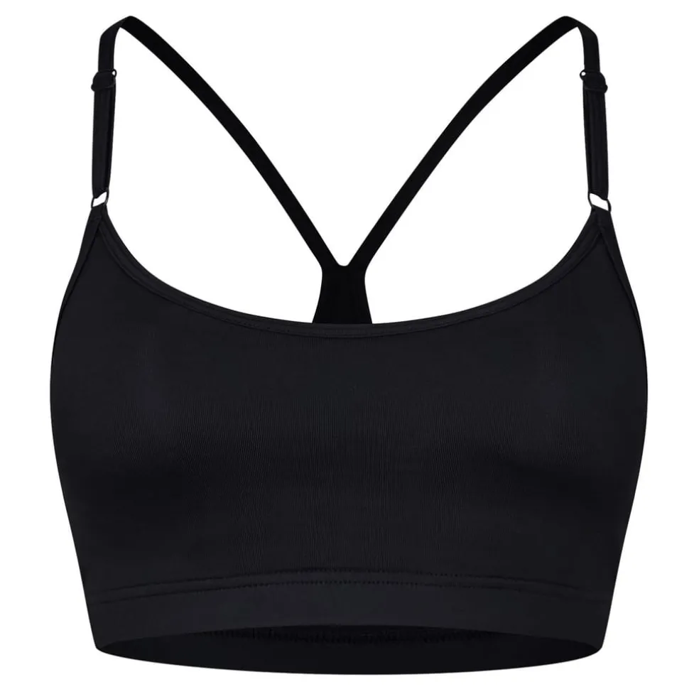 Casall Cropped Scoop Neck Snug Fit Bra in Black