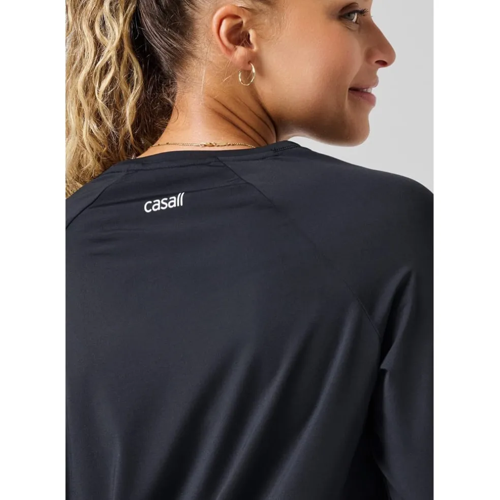 Casall Regular Fit Crew Neck Long Sleeve T-Shirt in Black