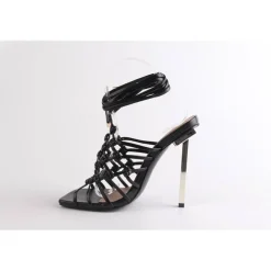 Chic Knt Leg Ti Sndl in Black