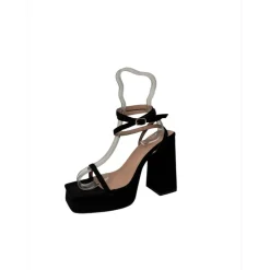 Chic Pltfm Strp Sndl in Black
