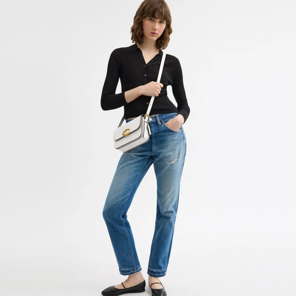Coach Cross Body Handbag with Detachable Strap in White