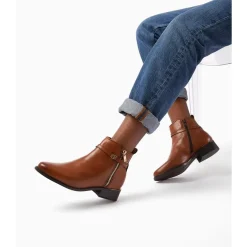 Dune London Buckle Trim Ankle Boots in Brown
