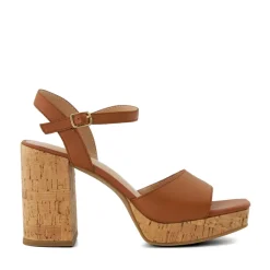 Dune London Jacuzzi Platform Block Heel Sandals in Tan