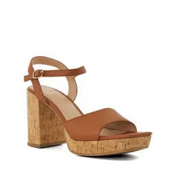 Dune London Jacuzzi Platform Block Heel Sandals in Tan