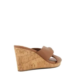 Dune London Kacee Twist Knot Wedge Mule Sandals in Tan