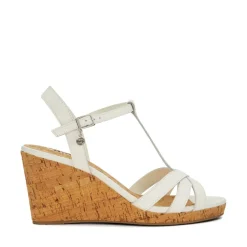 Dune London Keep T-Bar Wedge Sandals in White
