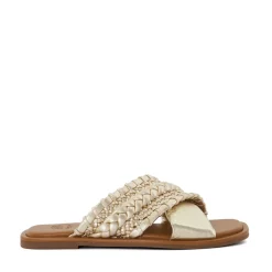 Dune London Leaves Weave Detail Sliders in Gold