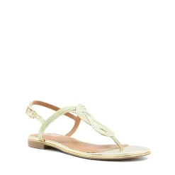 Dune London Logics Toe Post Sandals in Gold