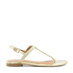 Dune London Logics Toe Post Sandals in Gold