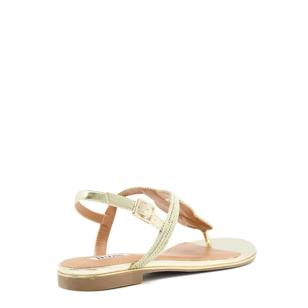Dune London Logics Toe Post Sandals in Gold