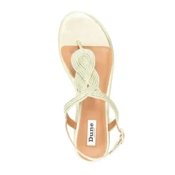 Dune London Logics Toe Post Sandals in Gold