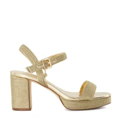 Dune London Motive Mid-Platform Sandals in Gold