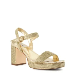 Dune London Motive Mid-Platform Sandals in Gold