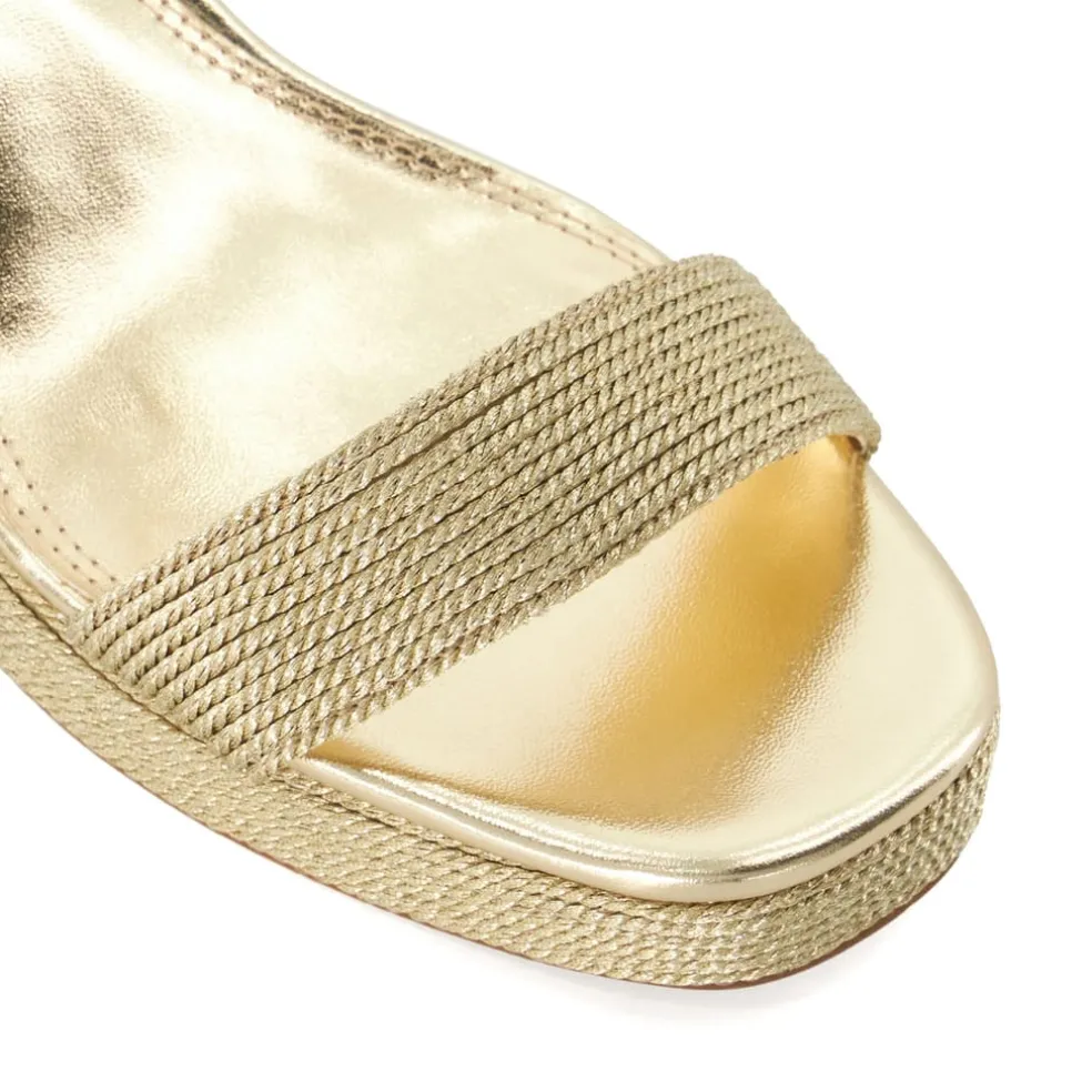 Dune London Motive Mid-Platform Sandals in Gold