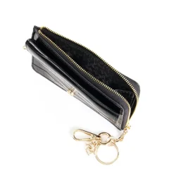 Dune London Stanton Croc Cardholder Lanyard in Black