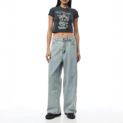 Ed Hardy Eagle Skull Wide Leg Jean in Blue