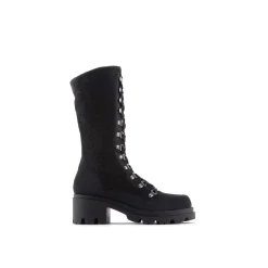 Emporio Armani EA7 Chunky Heel Motorcycle Boots in Grey