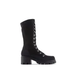 Emporio Armani EA7 Chunky Heel Motorcycle Boots in Grey