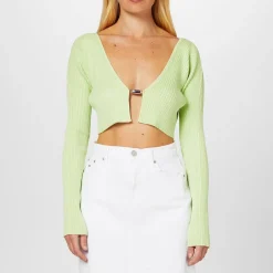 Emporio Armani EA7 Cropped Emporio Slim Fit V Neck Sweater in Green
