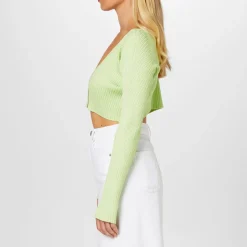 Emporio Armani EA7 Cropped Emporio Slim Fit V Neck Sweater in Green